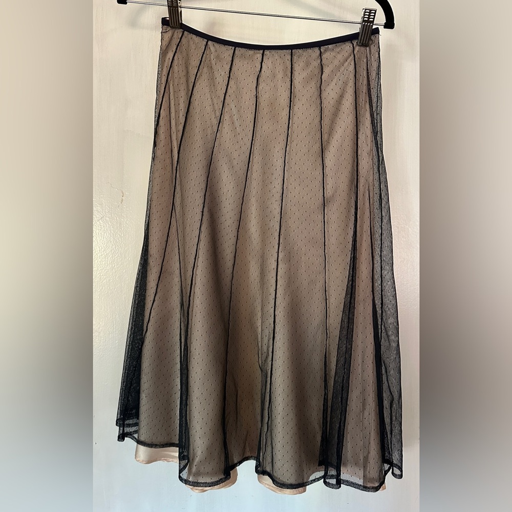 ESCADA Pink Silk Blue Lace Skirt